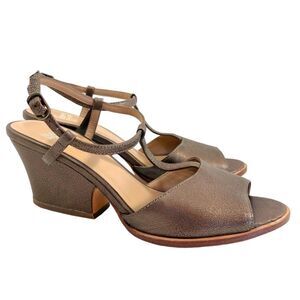 Eileen Fisher Bronze Metallic Ankle Strap Heel
